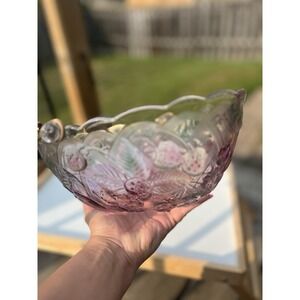 Vintage Mikasa Colorful Oval Embossed Fruit Basket Bowl with Bamboo Handle (5A)